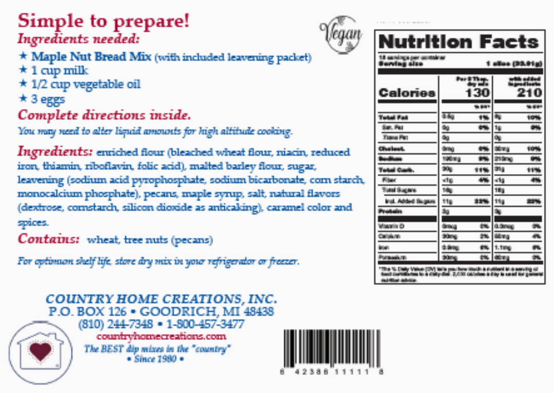 CHC - Maple Nut Bread Mix