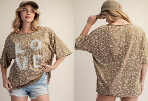 Easel - Floral LOVE Top
