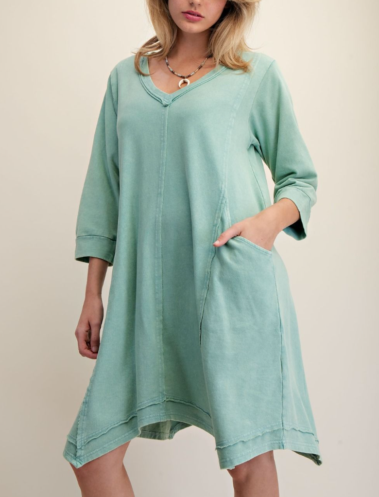 Easel - Mineral Wash French Terry Dress
