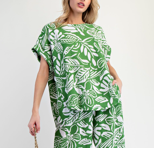 Easel - Short Sleeve Floral Top