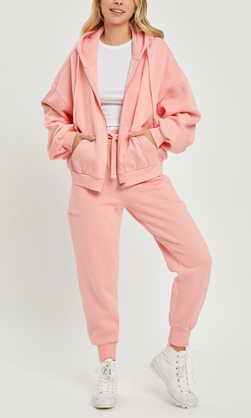 Risen - High Rise Relaxed Joggers in Blush