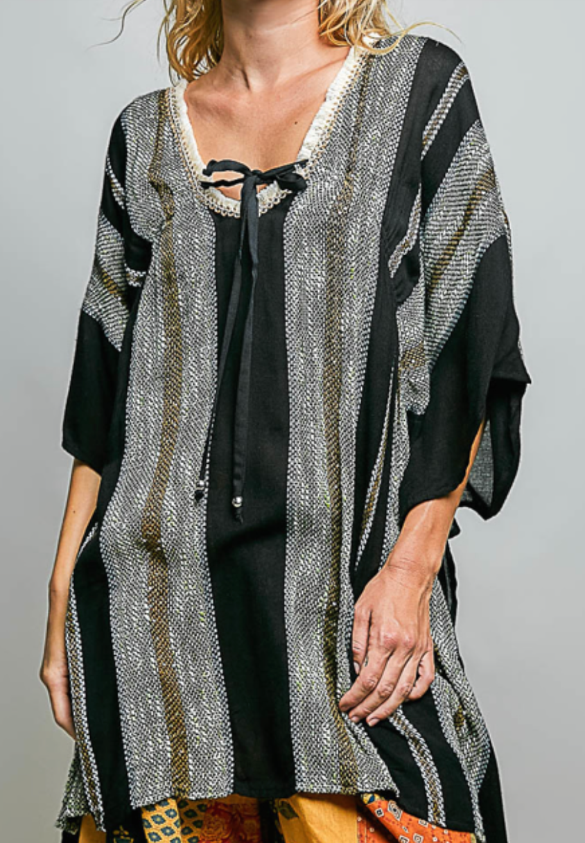 POL July Box - Black and Grey Stripe Top