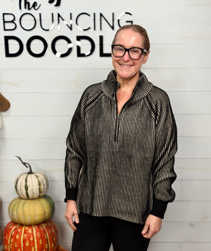 Zenana - Ribbed Quarter Zip Sweater