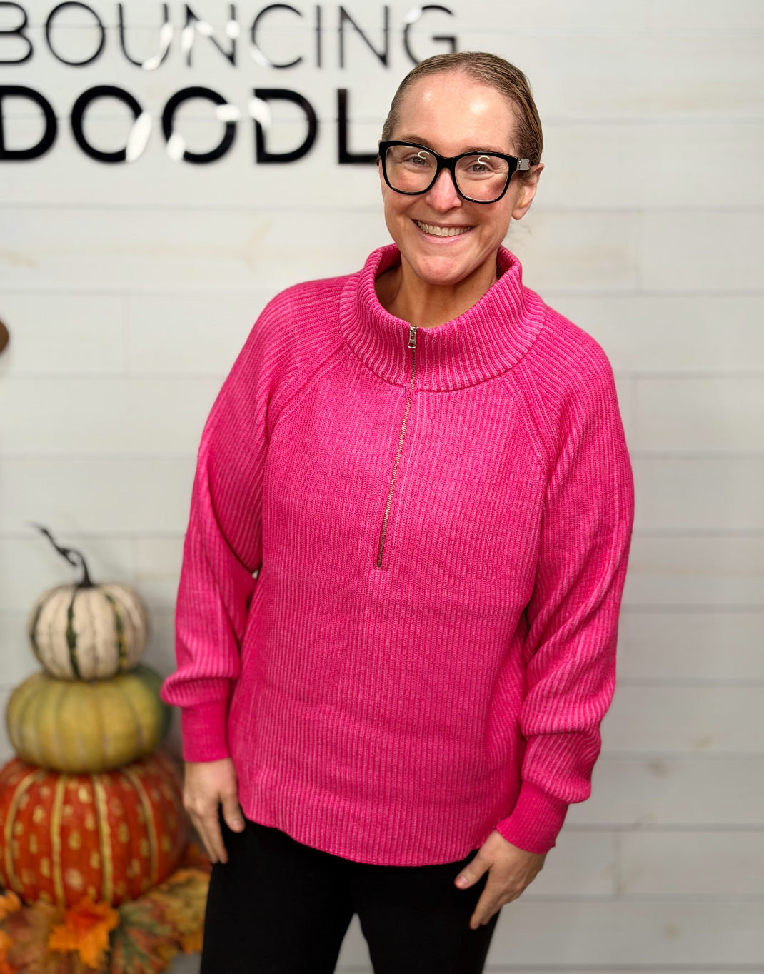 Zenana - Ribbed Quarter Zip Sweater
