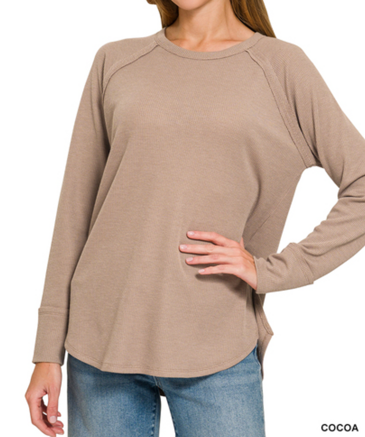 Zenana - Long Sleeve Waffle Top