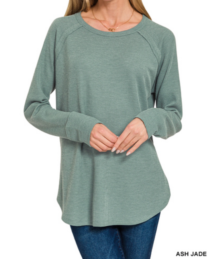Zenana - Long Sleeve Waffle Top