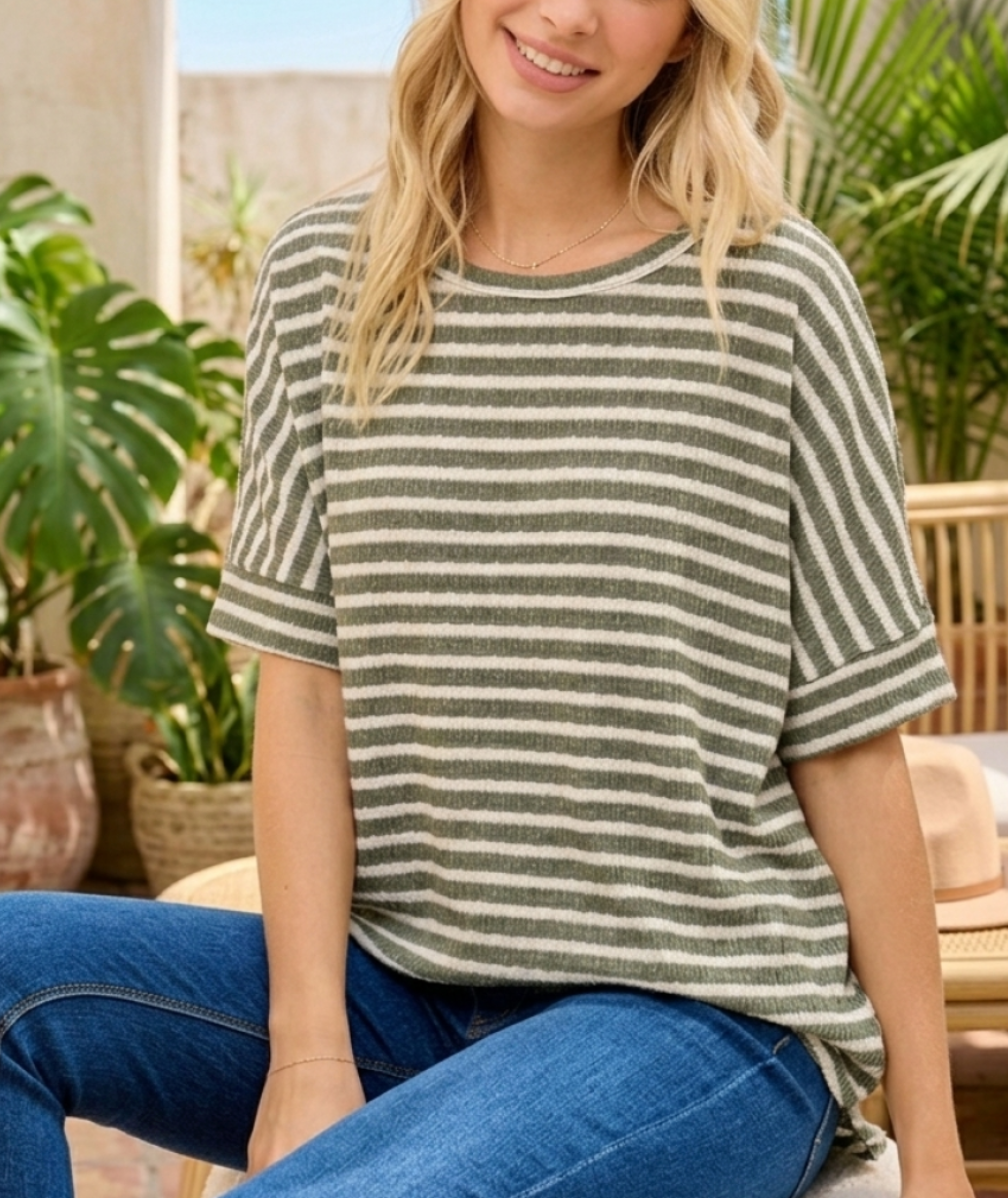 Celeste Live Box September - Sage Stripe Top