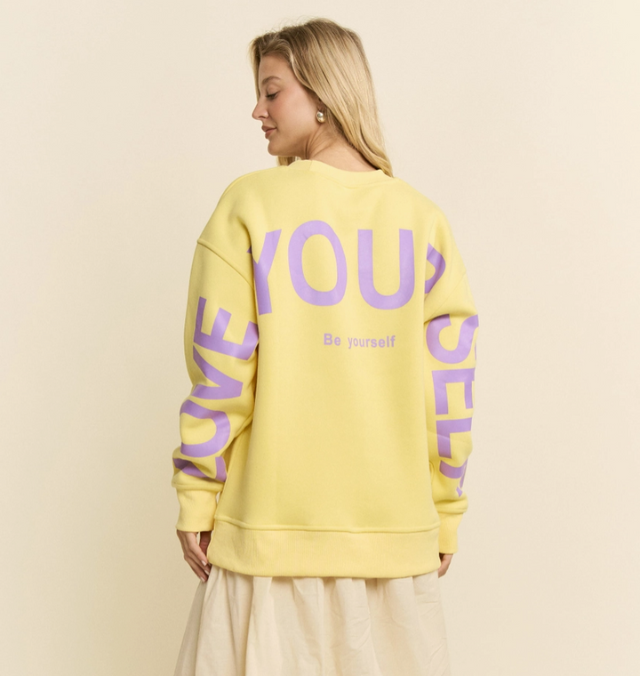 Jade by Jane - Oversized Love Yourself Yellow Sweatshirt