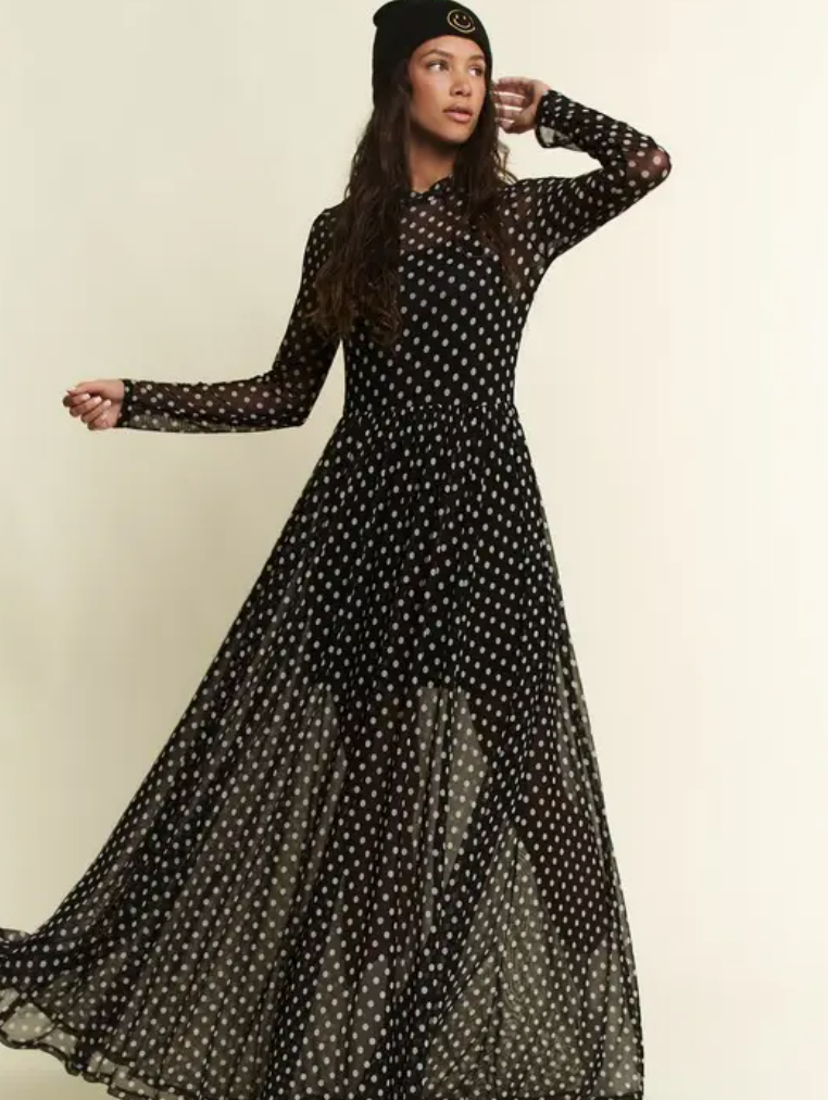 Jade by Jane - Polka Dot Mesh Maxi Dress