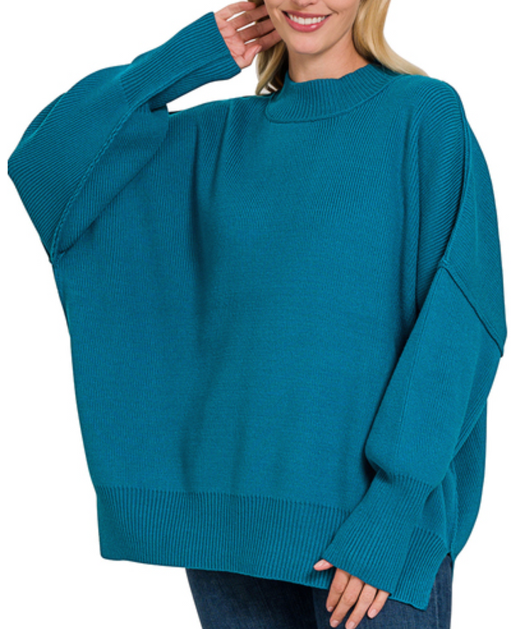 Zenana - Oversized Mock Neck Sweater