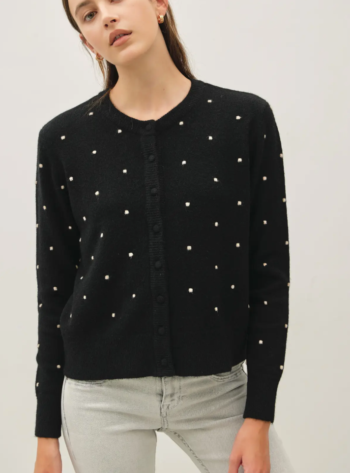 Be Cool - Wool Blended Polka Dotted Knit Cardigan