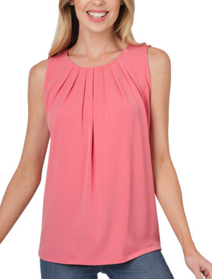 Zenana - Pleated Tank Top