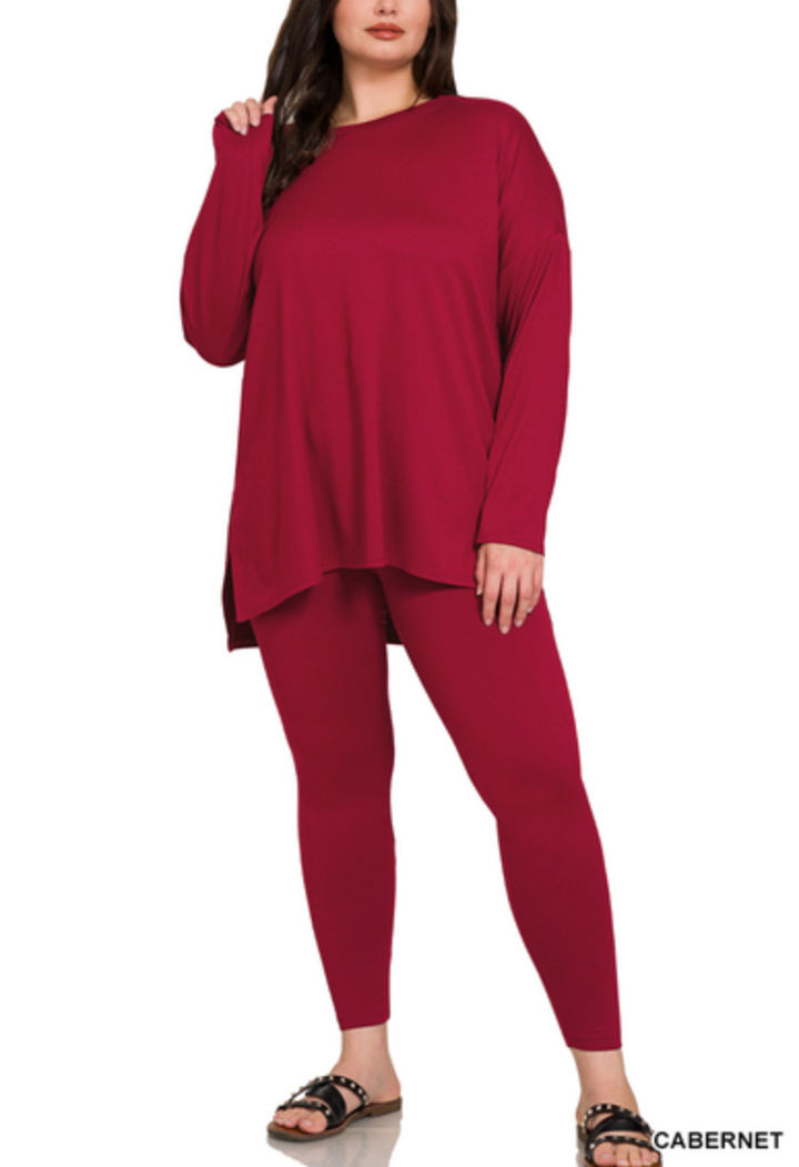 Zenana - SCOOP NECK LOUNGEWEAR SET