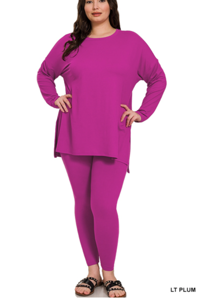 Zenana - SCOOP NECK LOUNGEWEAR SET