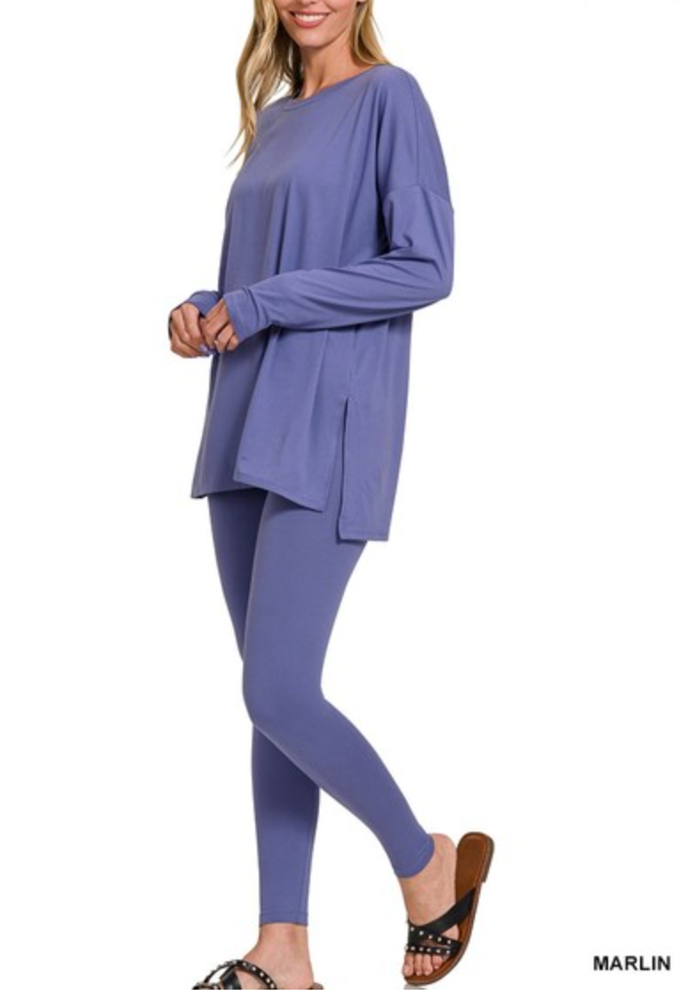 Zenana - SCOOP NECK LOUNGEWEAR SET