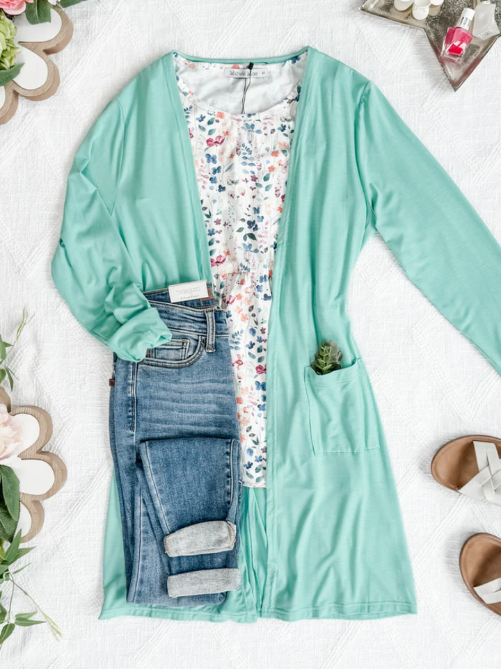 Michelle Mae - Classic Cardigan - Mint