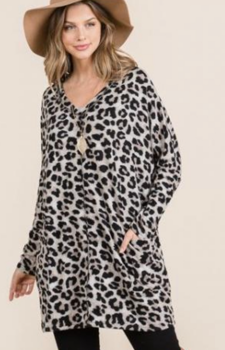 Celeste - Oversized V Neck Tunic with Pockets