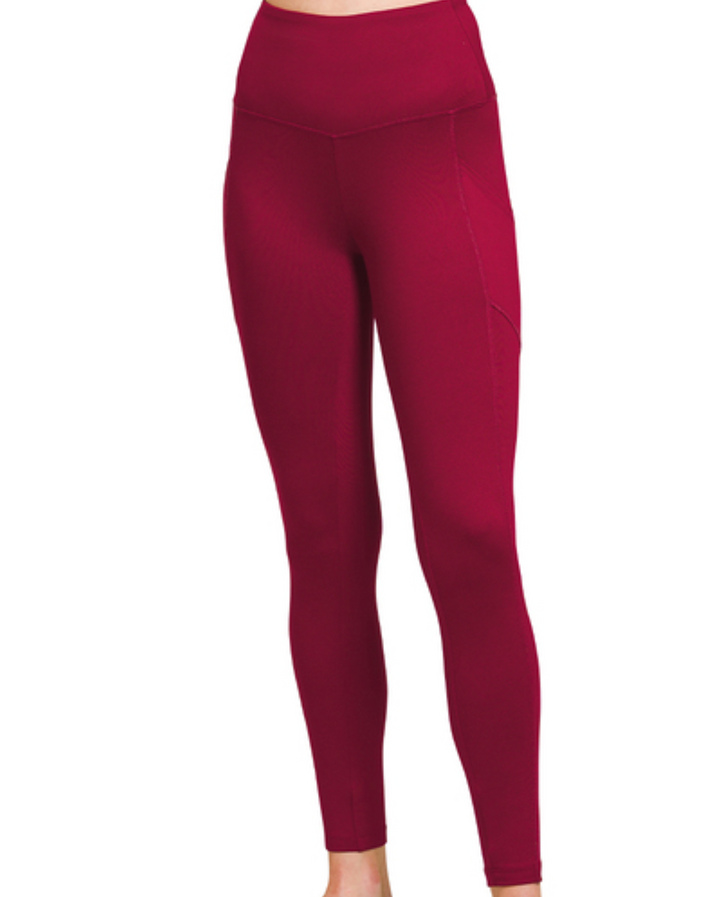 Zenana -Solid Leggings with Pocket