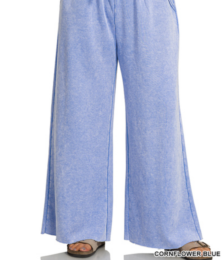 Zenana - Acid Wash Wide Leg Pants