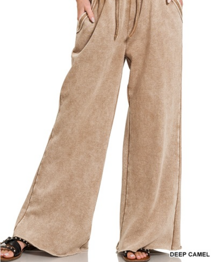 Zenana - Acid Wash Wide Leg Pants