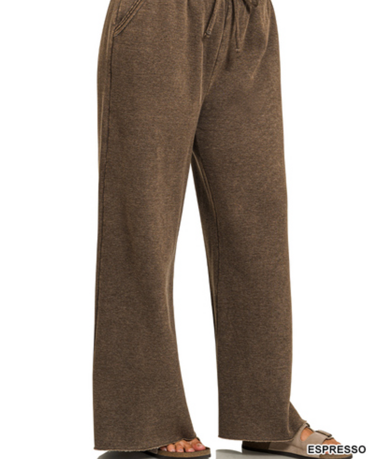 Zenana - Acid Wash Wide Leg Pants