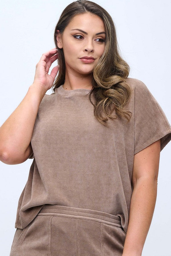 Corduroy Short Sleeve Top