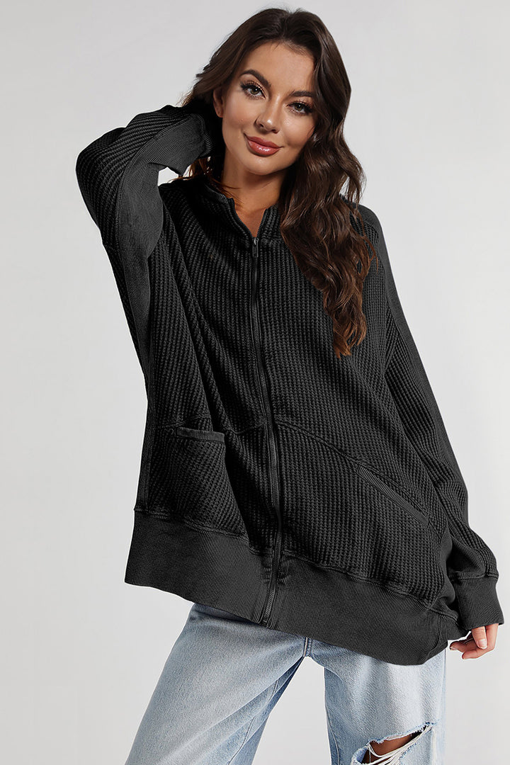 The Bouncing Doodle Zip-Up Long Sleeve Waffle Hoodie