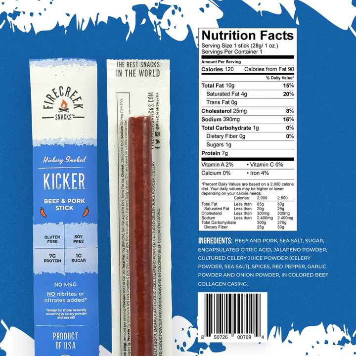 FireCreek Snacks Kicker Spicy Beef & Pork Meat Sticks