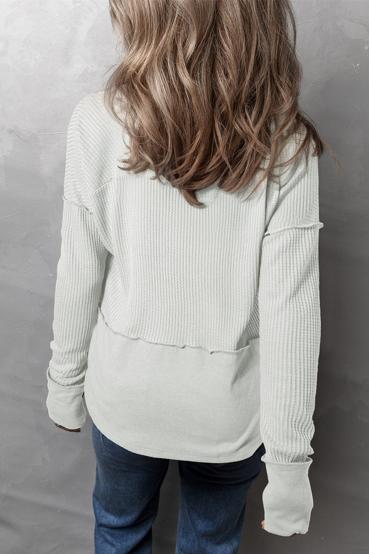 Bouncing Doodle Waffle-Knit Long Sleeve Top