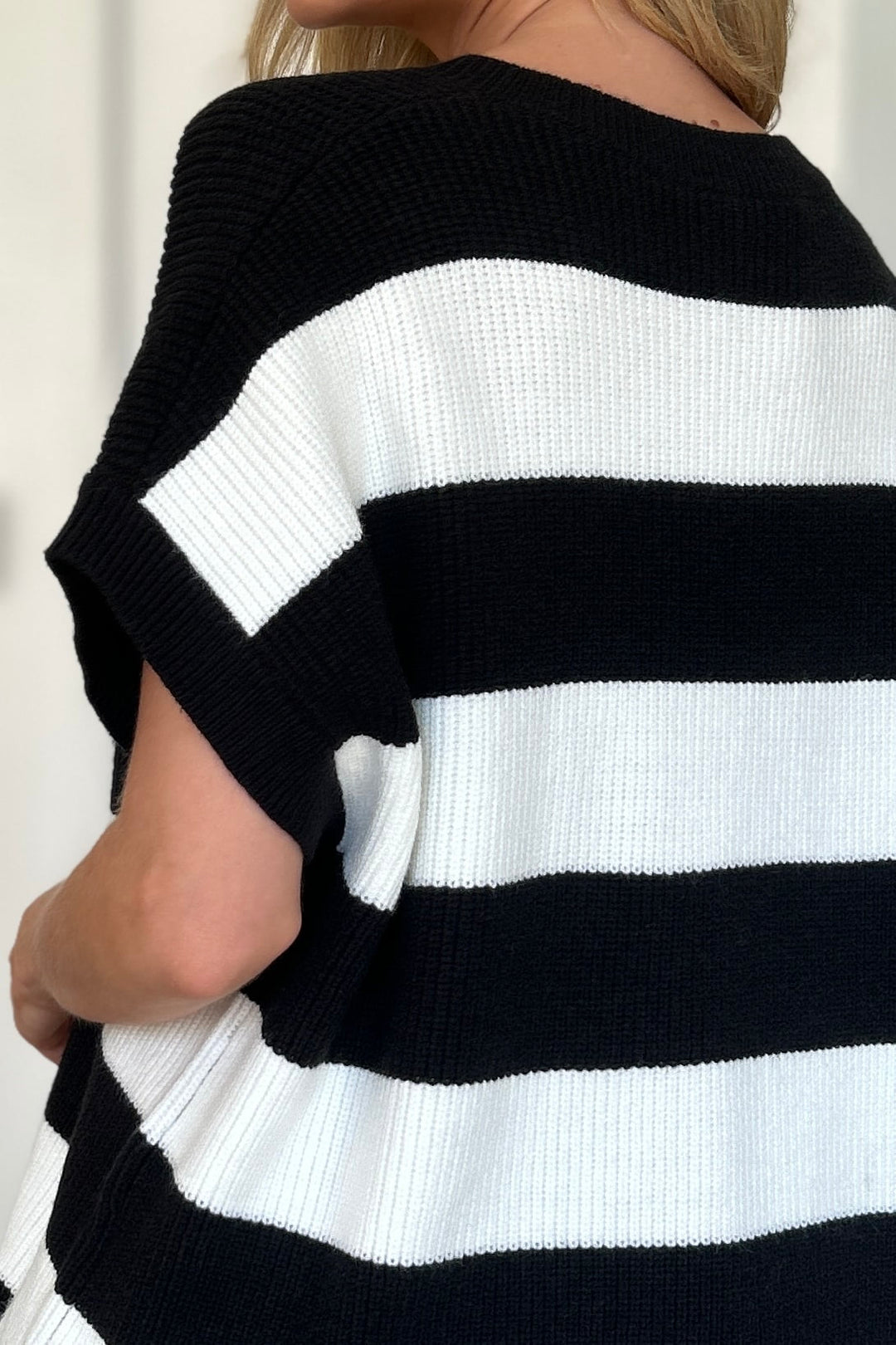 The Bouncing Doodle Striped V-Neck Short Sleeve Sweater