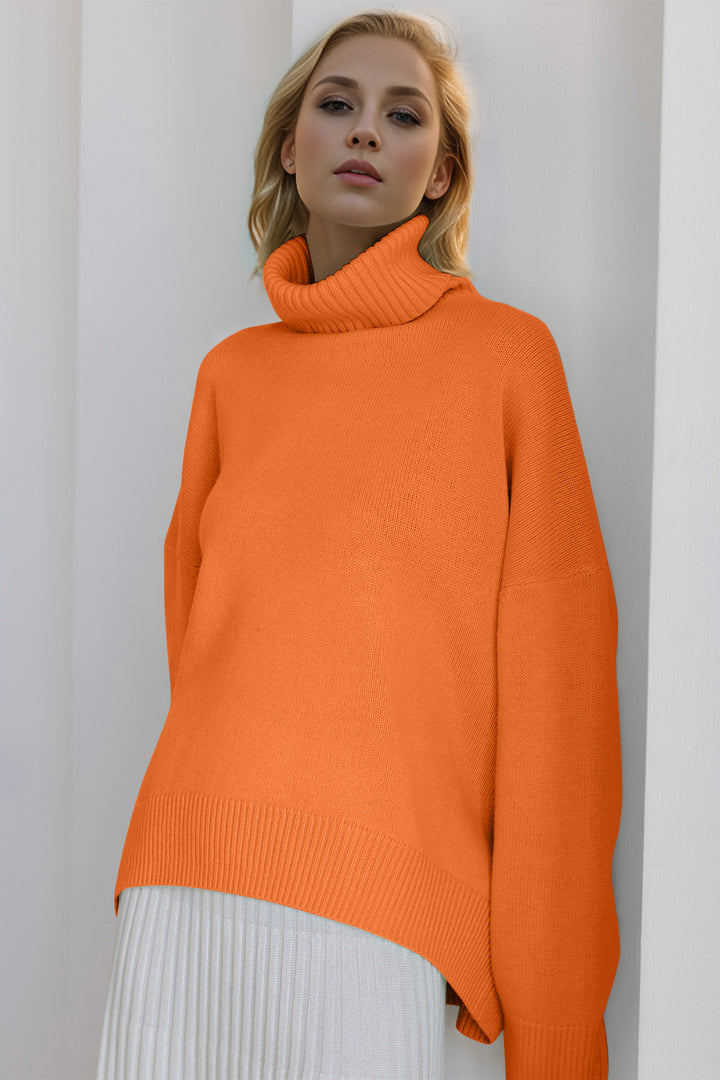 The Bouncing Doodle Turtleneck Dropped Shoulder Long Sleeve Sweater