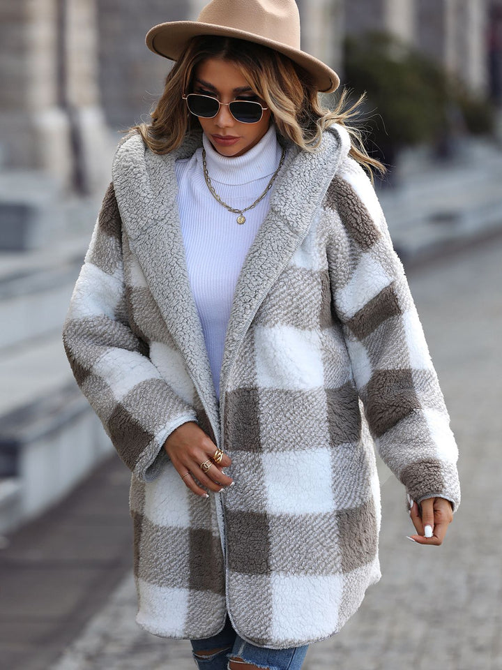 The Bouncing Doodle Plaid Teddy Bear Hooded Jacket
