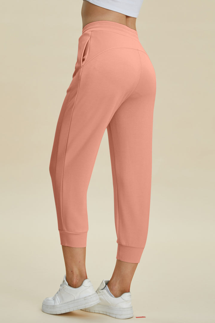 Bouncing Doodle Full Size Air Scuba Drawstring High Waist Cropped Pants
