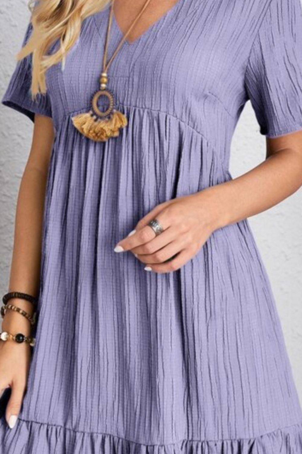 Bouncing Doodle V-Neck Short Sleeve Dress
