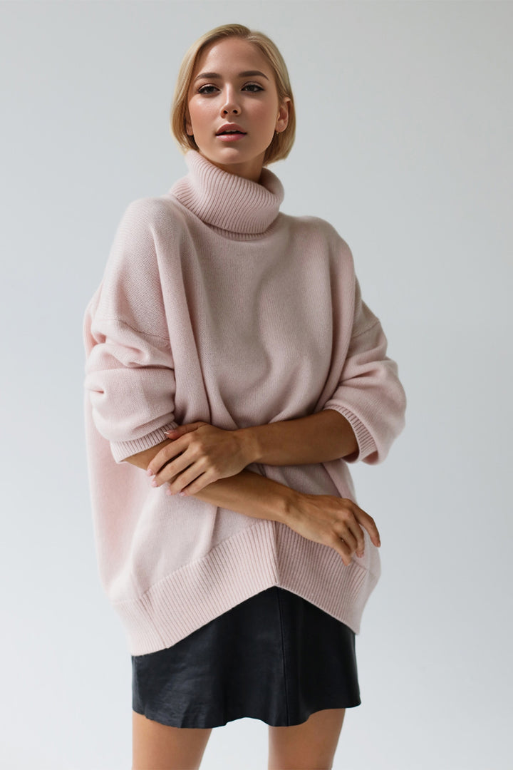 The Bouncing Doodle Turtleneck Dropped Shoulder Long Sleeve Sweater