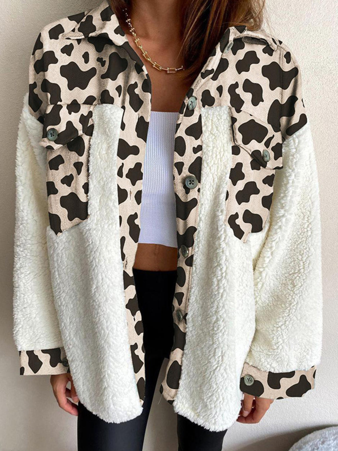 The Bouncing Doodle Fuzzy Button Up Long Sleeve Jacket