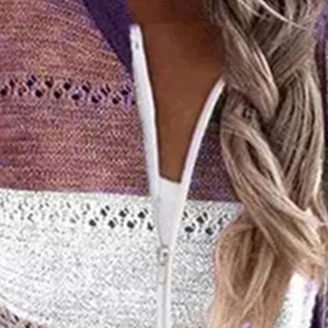 Bouncing Doodle Color Block  Drawstring Hooded Sweater