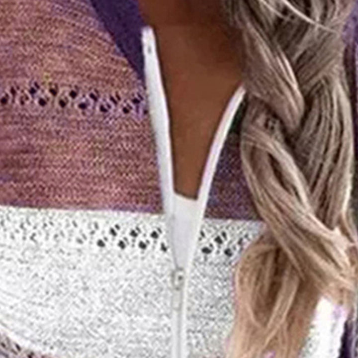 Bouncing Doodle Color Block  Drawstring Hooded Sweater