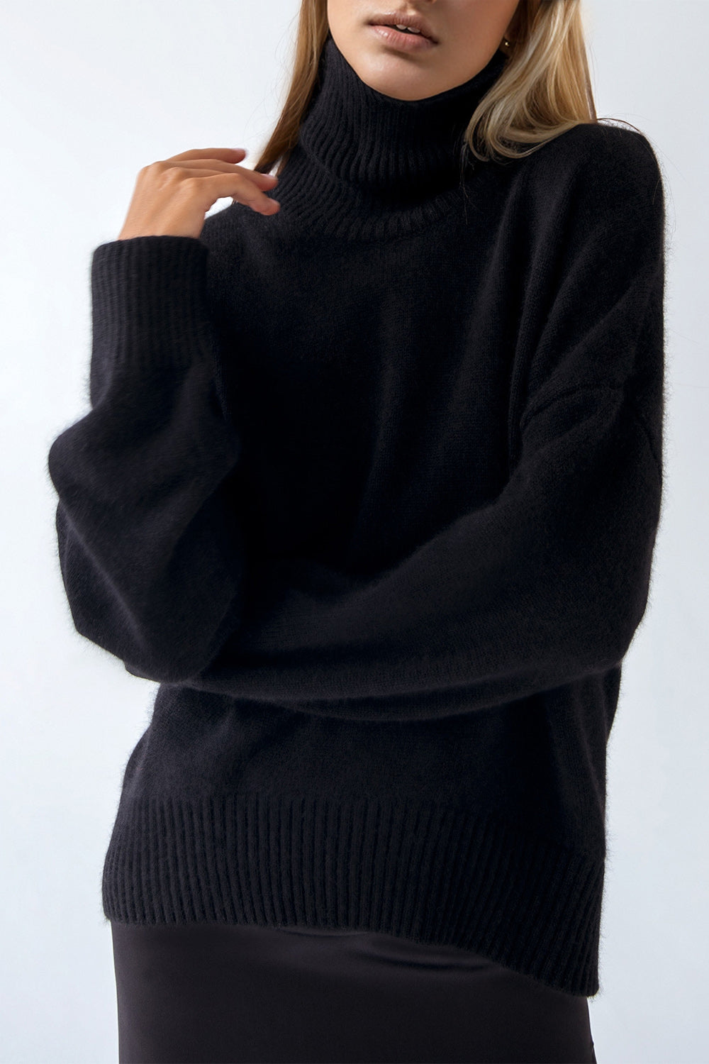 The Bouncing Doodle Turtleneck Dropped Shoulder Long Sleeve Sweater