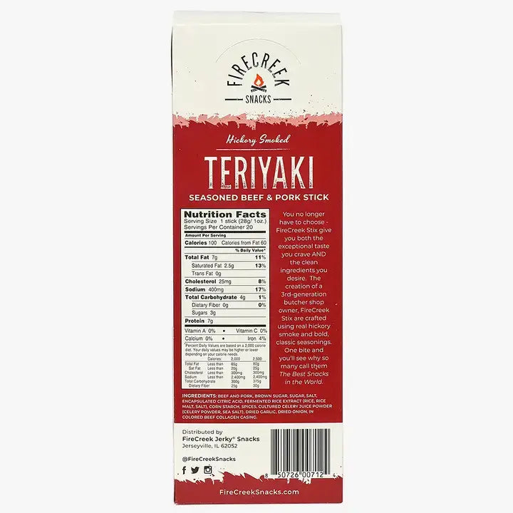 FireCreek Snacks Teriyaki Beef & Pork Meat Sticks