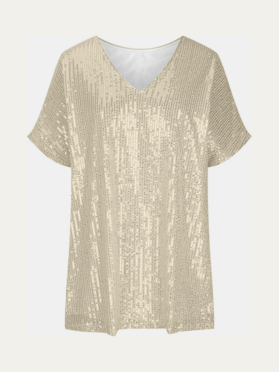Bouncing Doodle Sequin V-Neck Short Sleeve Top