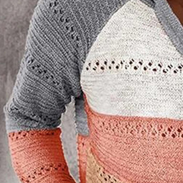 Bouncing Doodle Color Block  Drawstring Hooded Sweater