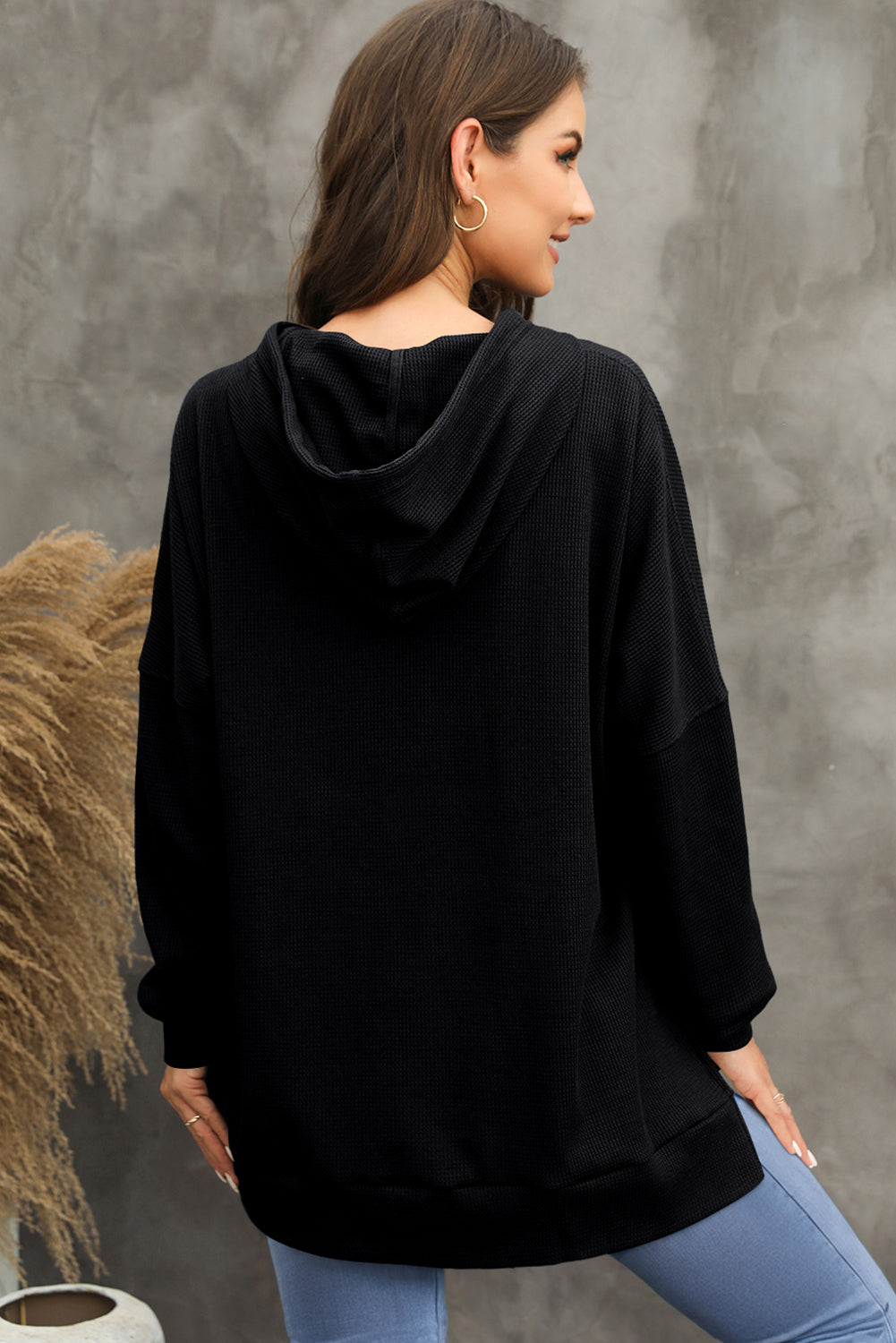 The Bouncing Doodle Waffle-Knit Long Sleeve Hoodie