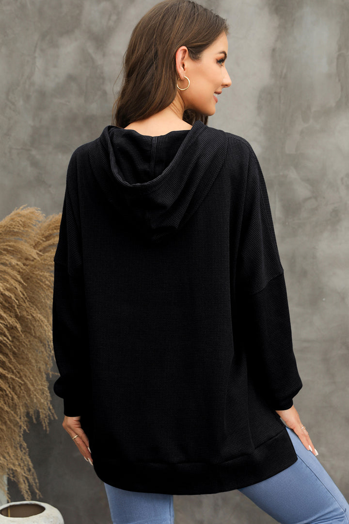 The Bouncing Doodle Waffle-Knit Long Sleeve Hoodie