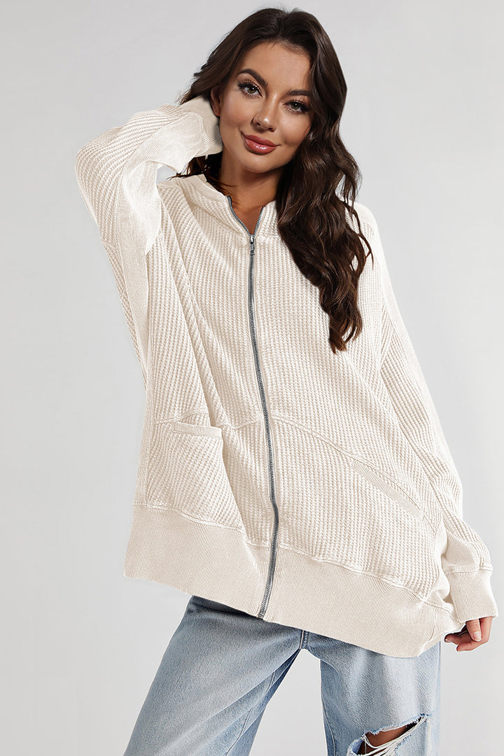 The Bouncing Doodle Zip-Up Long Sleeve Waffle Hoodie