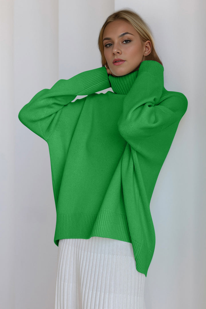The Bouncing Doodle Turtleneck Dropped Shoulder Long Sleeve Sweater