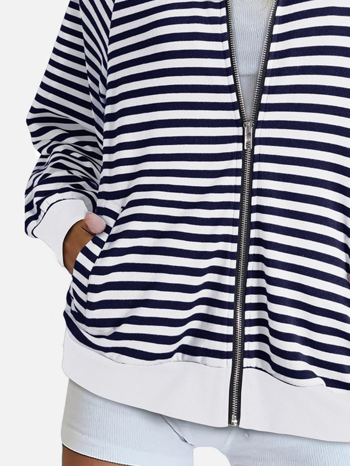 The Bouncing Doodle Striped Zip Up Long Sleeve Sweatshirt