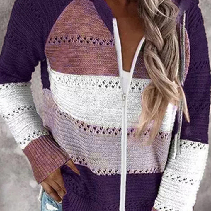 Bouncing Doodle Color Block  Drawstring Hooded Sweater