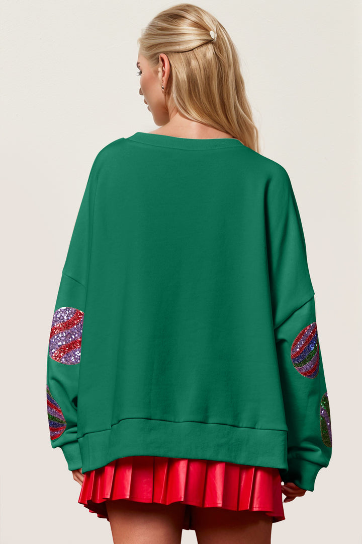 The Bouncing Doodle Christmas Ornament Sequin Sweatshirt