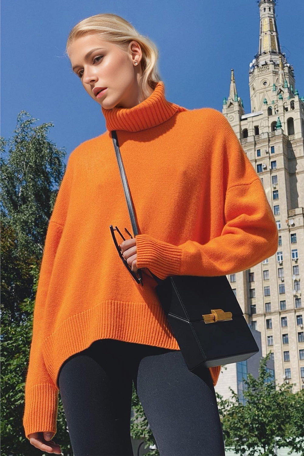 The Bouncing Doodle Turtleneck Dropped Shoulder Long Sleeve Sweater